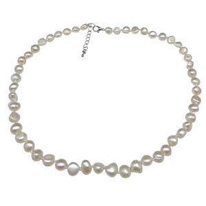 White Freshwater Genuine Pearl Beaded Necklace Natural Cultured Pearls